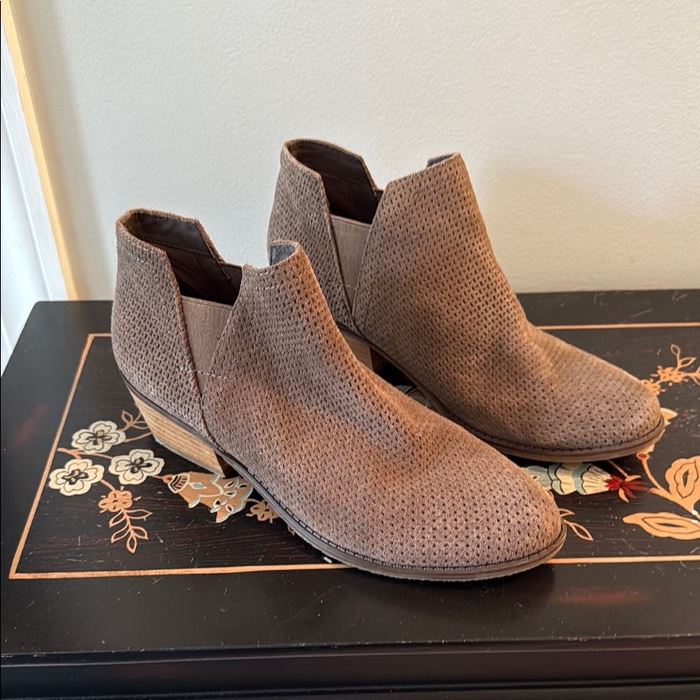 Brown Perforated Ankle Boots